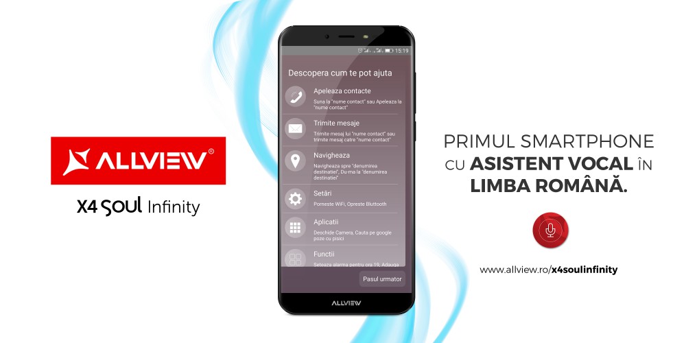 Allview a pregătit o nouă versiune pentru asistentul vocal AVI, cu funcții dedicate pentru Whatsapp și Facebook                       AVI este instalat pe toate telefoanele din gama X4 Soul Infinity, disponibile acum la magazinele partenere